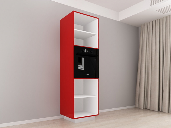 Corp Vertical 210 pentru Cuptor Incorporabil Blanca Rosu Lucios - Modul Bucătărie Premium Configurabil cu 2 Uși, Fără Mânere, Deschidere Prin Apăsare - Hulgo Mobili [2]