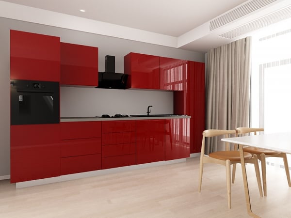 Blanca 1 MDF Bordo Lucios - Set Mobilă Bucătărie Modulară Modernă MDF 3.6m Premium Configurabilă Deschidere Prin Apăsare Fără Mânere/Push to Open Design Personalizabil - Hulgo Mobili [2]