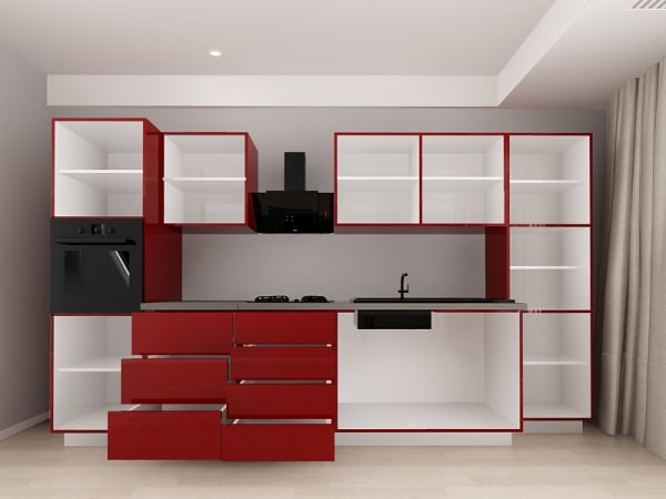 Blanca 1 MDF Bordo Lucios - Set Mobilă Bucătărie Modulară Modernă MDF 3.6m Premium Configurabilă Deschidere Prin Apăsare Fără Mânere/Push to Open Design Personalizabil - Hulgo Mobili [4]