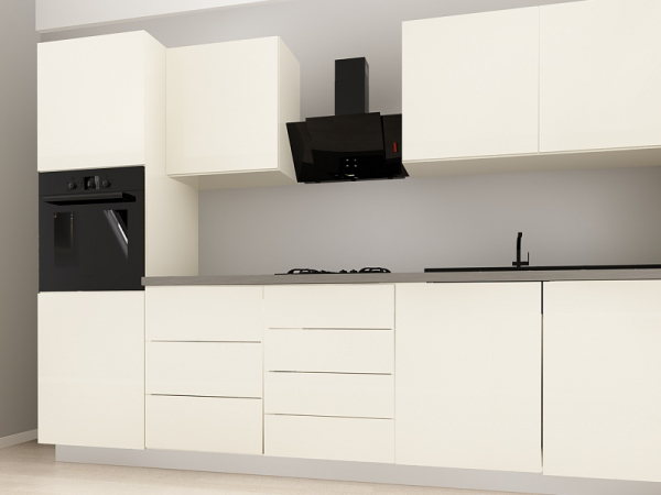 Blanca 1 MDF Crem Lucios - Set Mobilă Bucătărie Modulară Modernă MDF 3.6m Premium Configurabilă Deschidere Prin Apăsare Fără Mânere/Push to Open Design Personalizabil - Hulgo Mobili [3]