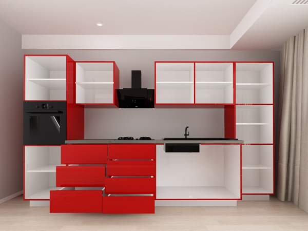 Blanca 1 MDF Rosu Lucios - Set Mobilă Bucătărie Modulară Modernă MDF 3.6m Premium Configurabilă Deschidere Prin Apăsare Fără Mânere/Push to Open Design Personalizabil - Hulgo Mobili [4]