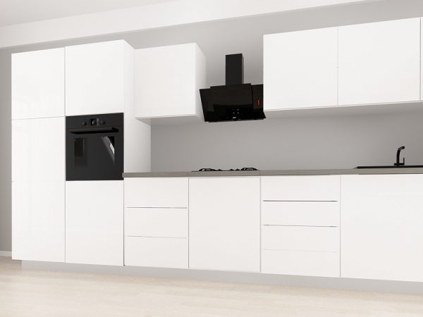 Blanca 2 MDF Alb Lucios - Set Mobilă Bucătărie Modulară Modernă MDF 4.2m Premium Configurabilă deschidere prin apăsare Fără Mânere/Push to Open design personalizabil - Hulgo Mobili [3]