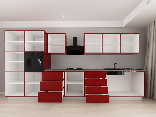 Blanca 2 MDF Bordo Lucios - Set Mobilă Bucătărie Modulară Modernă MDF 4.2m Premium Configurabilă deschidere prin apăsare Fără Mânere/Push to Open design personalizabil - Hulgo Mobili [5]
