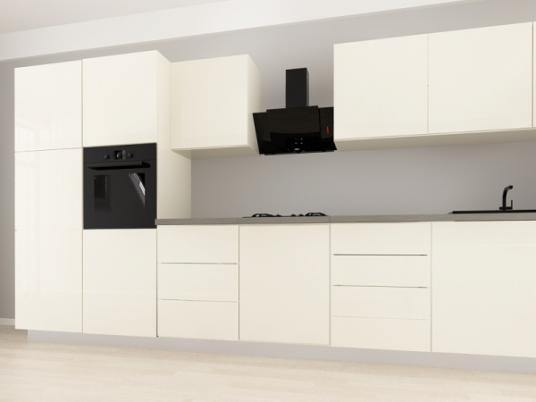 Blanca 2 MDF Crem Lucios - Set Mobilă Bucătărie Modulară Modernă MDF 4.2m Premium Configurabilă deschidere prin apăsare Fără Mânere/Push to Open design personalizabil - Hulgo Mobili [3]