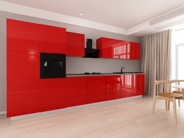 Blanca 2 MDF Rosu Lucios - Set Mobilă Bucătărie Modulară Modernă MDF 4.2m Premium Configurabilă deschidere prin apăsare Fără Mânere/Push to Open design personalizabil - Hulgo Mobili [7]