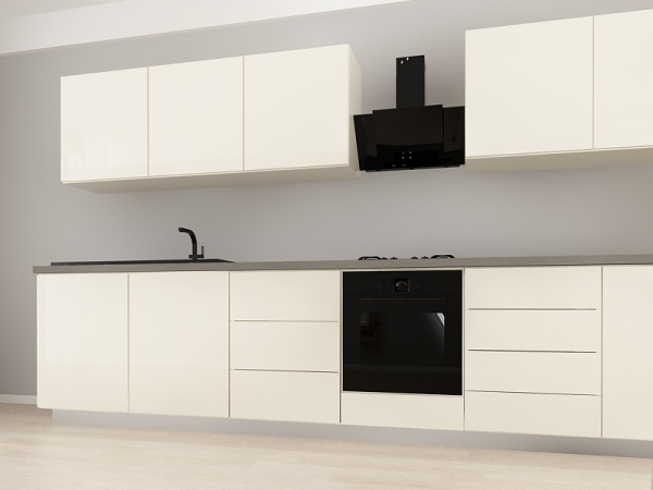 Blanca 3 MDF Crem Lucios - Set Mobilă Bucătărie Modulară Modernă MDF 4.2m Premium Configurabilă deschidere prin apăsare Fără Mânere/Push to Open design personalizabil - Hulgo Mobili [4]