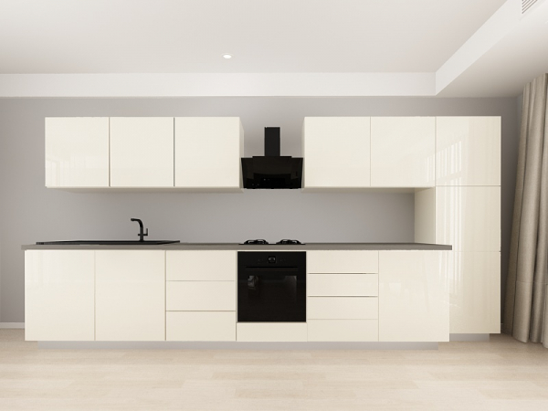 Blanca 3 MDF Crem Lucios - Set Mobilă Bucătărie Modulară Modernă MDF 4.2m Premium Configurabilă deschidere prin apăsare Fără Mânere/Push to Open design personalizabil - Hulgo Mobili [6]