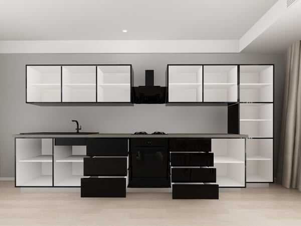 Blanca 3 MDF Negru Lucios - Set Mobilă Bucătărie Modulară Modernă MDF 4.2m Premium Configurabilă deschidere prin apăsare Fără Mânere/Push to Open design personalizabil - Hulgo Mobili [3]