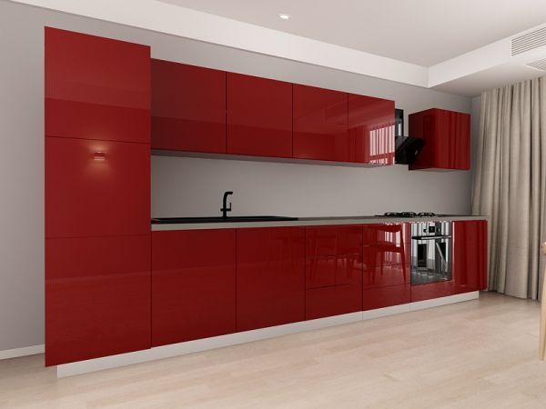 Blanca 4 MDF Bordo Lucios - Set Mobilă Bucătărie Modulară Modernă MDF 4.2m Premium Configurabilă deschidere prin apăsare Fără Mânere/Push to Open design personalizabil - Hulgo Mobili [2]