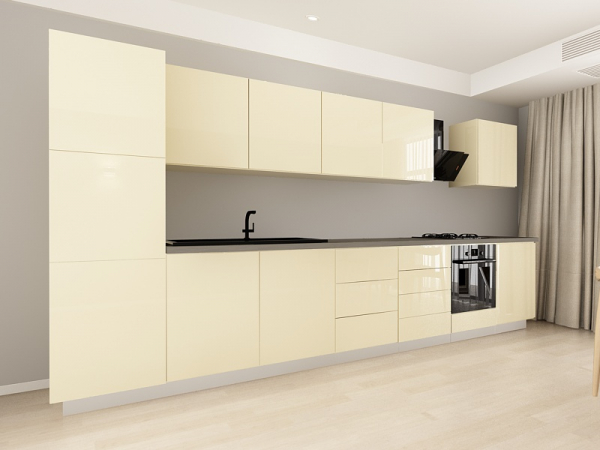 Blanca 4 MDF Crem Lucios - Set Mobilă Bucătărie Modulară Modernă MDF 4.2m Premium Configurabilă deschidere prin apăsare Fără Mânere/Push to Open design personalizabil - Hulgo Mobili [2]