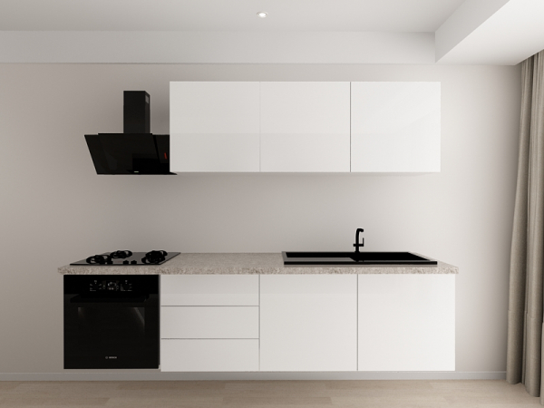 Evora 1 MDF Alb Lucios - Set Mobilă Bucătărie Modulară Modernă MDF 3.6m Premium Configurabilă Deschidere Prin Apăsare Fără Mânere/Push to Open Design Integral Suspendat Personalizabil - Hulgo Mobili [6]