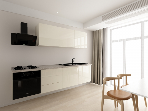 Evora 1 MDF Crem Lucios - Set Mobilă Bucătărie Modulară Modernă MDF 3.6m Premium Configurabilă Deschidere Prin Apăsare Fără Mânere/Push to Open Design Integral Suspendat Personalizabil - Hulgo Mobili [3]