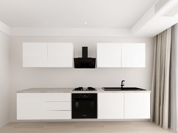 Evora 2 MDF Alb Lucios - Set Mobilă Bucătărie Modulară Modernă MDF 3m Premium Configurabilă Deschidere Prin Apăsare Fără Mânere/Push to Open Design Integral Suspendat Personalizabil - Hulgo Mobili [6]