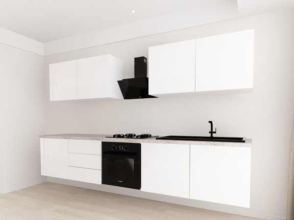 Evora 2 MDF Alb Lucios - Set Mobilă Bucătărie Modulară Modernă MDF 3m Premium Configurabilă Deschidere Prin Apăsare Fără Mânere/Push to Open Design Integral Suspendat Personalizabil - Hulgo Mobili [3]