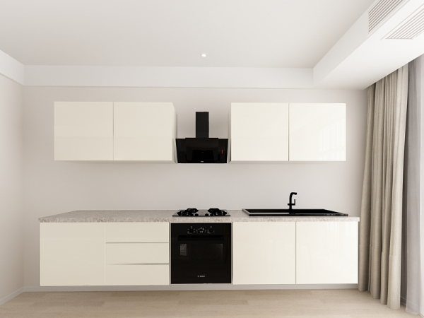 Evora 2 MDF Crem Lucios - Set Mobilă Bucătărie Modulară Modernă MDF 3m Premium Configurabilă Deschidere Prin Apăsare Fără Mânere/Push to Open Design Integral Suspendat Personalizabil - Hulgo Mobili [6]