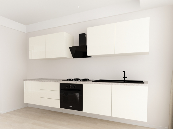 Evora 2 MDF Crem Lucios - Set Mobilă Bucătărie Modulară Modernă MDF 3m Premium Configurabilă Deschidere Prin Apăsare Fără Mânere/Push to Open Design Integral Suspendat Personalizabil - Hulgo Mobili [8]