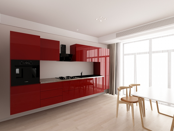 Evora 3 MDF Bordo Lucios - Set Mobilă Bucătărie Modulară Modernă MDF 3.6m Premium Configurabilă Deschidere Prin Apăsare Fără Mânere/Push to Open Design Integral Suspendat Personalizabil - Hulgo Mobili [2]