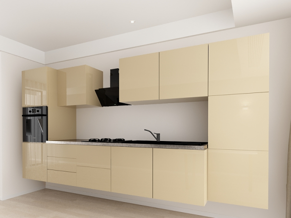 Evora 3 MDF Cappuccino Lucios - Set Mobilă Bucătărie Modulară Modernă MDF 3.6m Premium Configurabilă Deschidere Prin Apăsare Fără Mânere/Push to Open Design Integral Suspendat Personalizabil - Hulgo M [3]