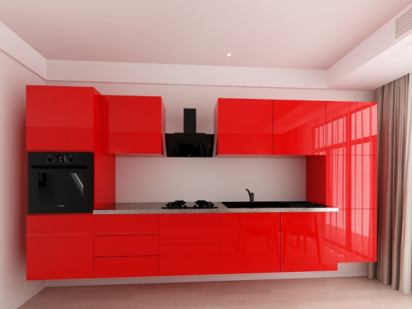 Evora 3 MDF Rosu Lucios - Set Mobilă Bucătărie Modulară Modernă MDF 3.6m Premium Configurabilă Deschidere Prin Apăsare Fără Mânere/Push to Open Design Integral Suspendat Personalizabil - Hulgo Mobili [6]