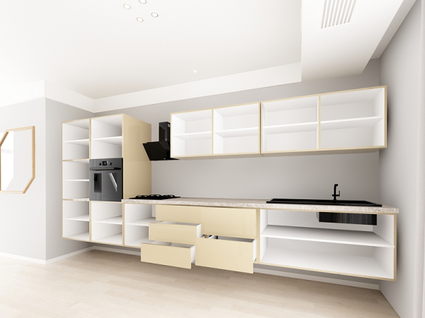 Evora 4 MDF Cappuccino Lucios - Set Mobilă Bucătărie Modulară Modernă MDF 4.8m Premium Configurabilă Deschidere Prin Apăsare Fără Mânere/Push to Open Design Integral Suspendat Personalizabil - Hulgo Mobili [4]