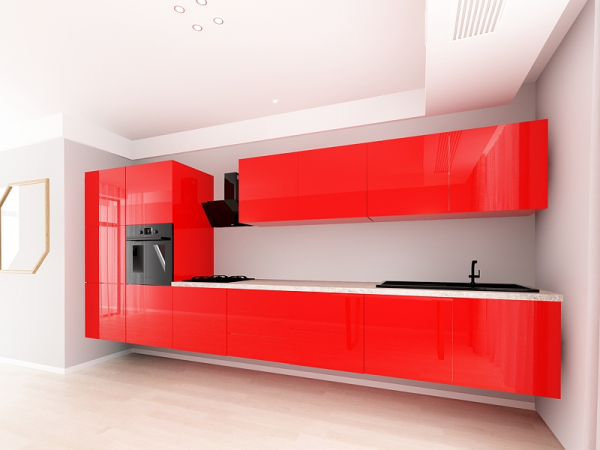 Evora 4 MDF Rosu Lucios - Set Mobilă Bucătărie Modulară Modernă MDF 4.8m Premium Configurabilă Deschidere Prin Apăsare Fără Mânere/Push to Open Design Integral Suspendat Personalizabil - Hulgo Mobili [3]