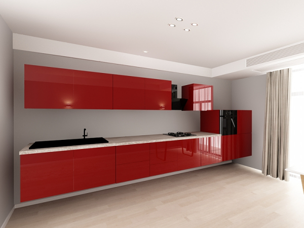 Evora 5 MDF Bordo Lucios - Set Mobilă Bucătărie Modulară Modernă MDF 4.8m Premium Configurabilă Deschidere Prin Apăsare Fără Mânere/Push to Open Design Integral Suspendat Personalizabil - Hulgo Mobili [20]