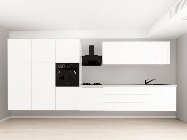 Evora 7 MDF Alb Lucios - Set Mobilă Bucătărie Modulară Modernă MDF 4.2m Premium Configurabilă Deschidere Prin Apăsare Fără Mânere/Push to Open Design Integral Suspendat Personalizabil - Hulgo Mobili [5]