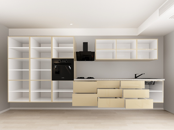 Evora 7 MDF Cappuccino Lucios - Set Mobilă Bucătărie Modulară Modernă MDF 4.2m Premium Configurabilă Deschidere Prin Apăsare Fără Mânere/Push to Open Design Integral Suspendat Personalizabil - Hulgo Mobili [4]