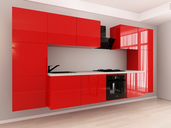 Evora 8 MDF Rosu Lucios - Set Mobilă Bucătărie Modulară Modernă MDF 3.6m Premium Configurabilă Deschidere Prin Apăsare Fără Mânere/Push to Open Design Integral Suspendat Personalizabil - Hulgo Mobili [6]