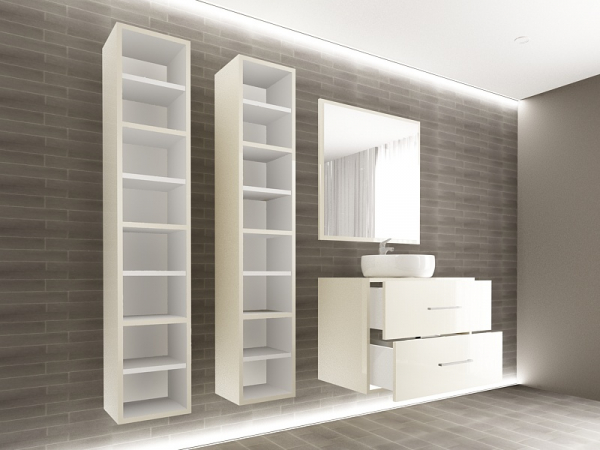 Set EOS 1 MDF Crem Lucios | Set Mobilă Modulară Suspendată pentru Baie | Mobilier Premium, Modern, Configurabil și Personalizabil - Hulgo Mobili [3]