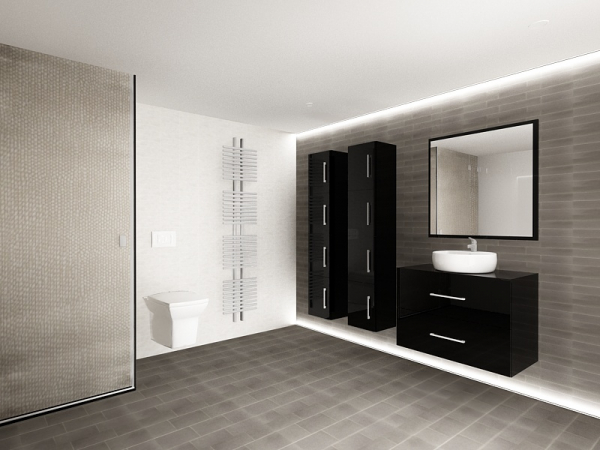 Set EOS 1 MDF Negru Lucios | Set Mobilă Modulară Suspendată pentru Baie | Mobilier Premium, Modern, Configurabil și Personalizabil - Hulgo Mobili [4]