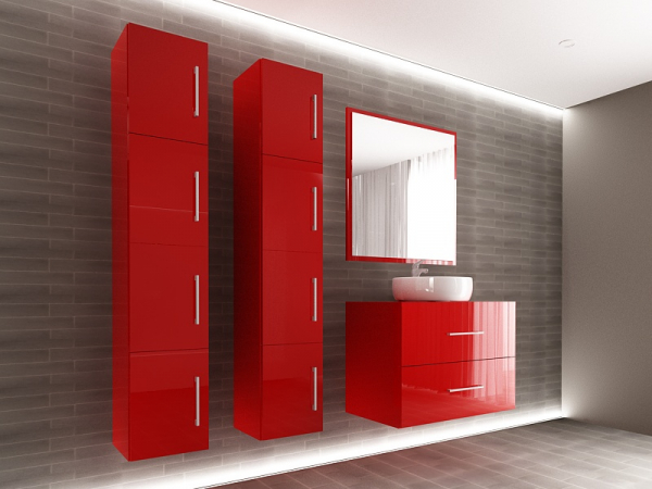 Set EOS 1 MDF Rosu Lucios | Set Mobilă Modulară Suspendată pentru Baie | Mobilier Premium, Modern, Configurabil și Personalizabil - Hulgo Mobili [2]