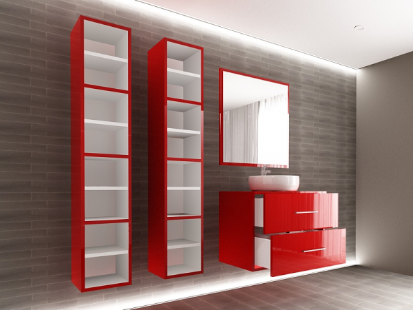 Set EOS 1 MDF Rosu Lucios | Set Mobilă Modulară Suspendată pentru Baie | Mobilier Premium, Modern, Configurabil și Personalizabil - Hulgo Mobili [3]