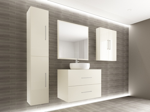 Set EOS 2 MDF Crem Lucios | Set Mobilă Modulară Suspendată pentru Baie | Mobilier Premium, Modern, Configurabil și Personalizabil - Hulgo Mobili [2]