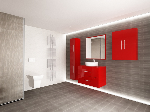 Set EOS 2 MDF Rosu Lucios | Set Mobilă Modulară Suspendată pentru Baie | Mobilier Premium, Modern, Configurabil și Personalizabil - Hulgo Mobili [4]