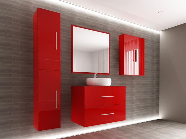 Set EOS 2 MDF Rosu Lucios | Set Mobilă Modulară Suspendată pentru Baie | Mobilier Premium, Modern, Configurabil și Personalizabil - Hulgo Mobili [2]