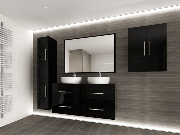 Set EOS 3 MDF Negru Lucios | Set Mobilă Modulară Suspendată pentru Baie | Mobilier Premium, Modern, Configurabil și Personalizabil - Hulgo Mobili [6]