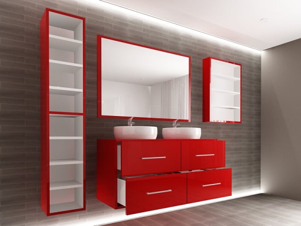 Set EOS 3 MDF Rosu Lucios | Set Mobilă Modulară Suspendată pentru Baie | Mobilier Premium, Modern, Configurabil și Personalizabil - Hulgo Mobili [3]