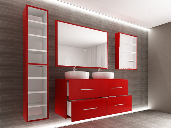 Set EOS 3 MDF Rosu Lucios | Set Mobilă Modulară Suspendată pentru Baie | Mobilier Premium, Modern, Configurabil și Personalizabil - Hulgo Mobili [6]