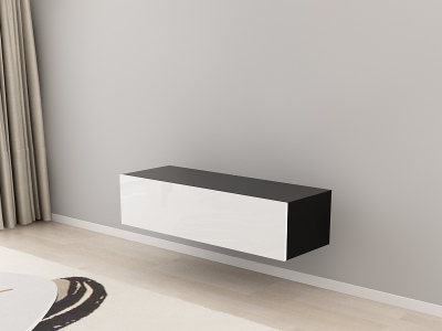 Comodă TV 120 MDF Negru/Alb Lucios - Quadro | Modul Mobilier Suspendat Premium Configurabil Fără Mânere/Push to Open - Hulgo Mobili [2]