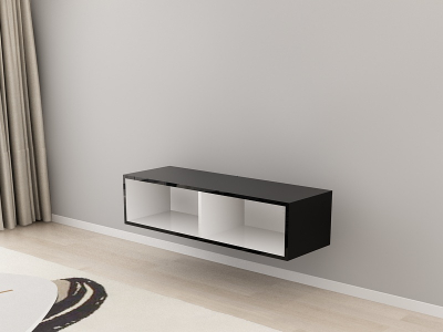 Comodă TV 120 MDF Negru/Alb Lucios - Quadro | Modul Mobilier Suspendat Premium Configurabil Fără Mânere/Push to Open - Hulgo Mobili [3]