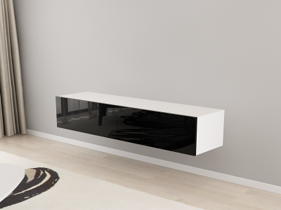 Corpuri QUADRO - Comodă TV 160 MDF Alb/Negru Lucios - Quadro | Modul Mobilier Suspendat Premium Configurabil Fără Mânere/Push to Open - Hulgo Mobili
