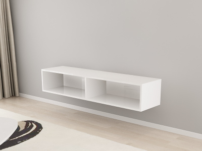 Comodă TV 160 MDF Alb/Negru Lucios - Quadro | Modul Mobilier Suspendat Premium Configurabil Fără Mânere/Push to Open - Hulgo Mobili [3]