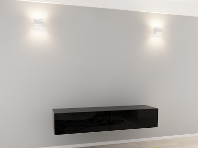 Comodă TV 160 MDF Negru Lucios - Quadro | Modul Mobilier Suspendat Premium Configurabil Fără Mânere/Push to Open - Hulgo Mobili [1]