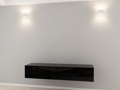 Corpuri QUADRO - Comodă TV 160 MDF Negru Lucios - Quadro | Modul Mobilier Suspendat Premium Configurabil Fără Mânere/Push to Open - Hulgo Mobili