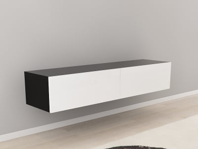 Comodă TV 160 MDF Negru/Alb Lucios - Quadro | Modul Mobilier Suspendat Premium Configurabil Fără Mânere/Push to Open - Hulgo Mobili [2]