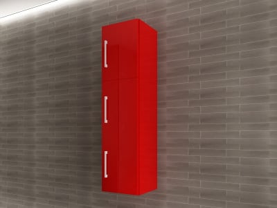 Colectia EOS - Corp Baie EOS Suspendat 3 Uși MDF Rosu Lucios 120x30x30 cm | Mobilier Baie Modern, Premium, Configurabil si Personalizabil - Hulgo Mobili