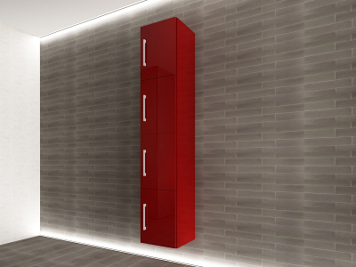 Corpuri Baie Eos - Corp Baie EOS Suspendat 4 Uși MDF Bordo  Lucios 160x30x30 cm | Mobilier Baie Modern, Premium, Configurabil si Personalizabil - Hulgo Mobili