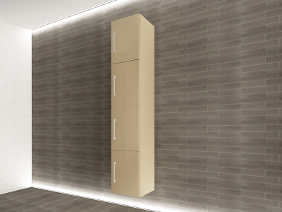 Corpuri Baie Eos - Corp Baie EOS Suspendat 4 Uși MDF Cappuccino  Lucios 160x30x30 cm | Mobilier Baie Modern, Premium, Configurabil si Personalizabil - Hulgo Mobili