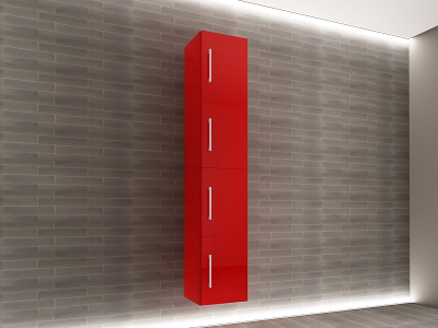 Corp Baie EOS Suspendat 4 Uși MDF Rosu  Lucios 160x30x30 cm | Mobilier Baie Modern, Premium, Configurabil si Personalizabil - Hulgo Mobili [1]